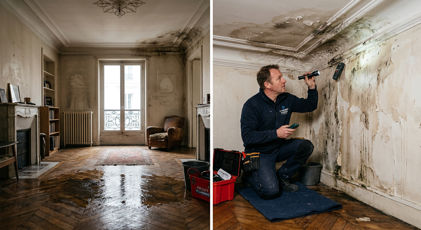 Intervention urgente dégât des eaux dans un appartement à Ermont