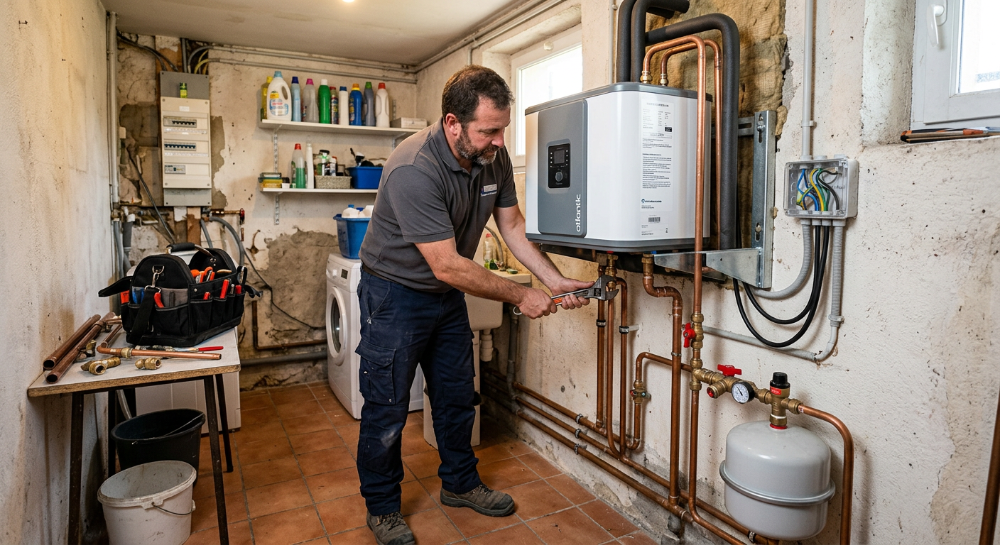 Pose de chauffe-eau thermodynamique par un plombier à Ermont