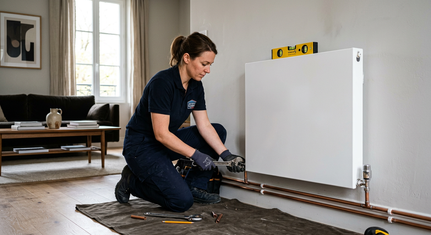 Installation de radiateur et robinet thermostatique à Ermont