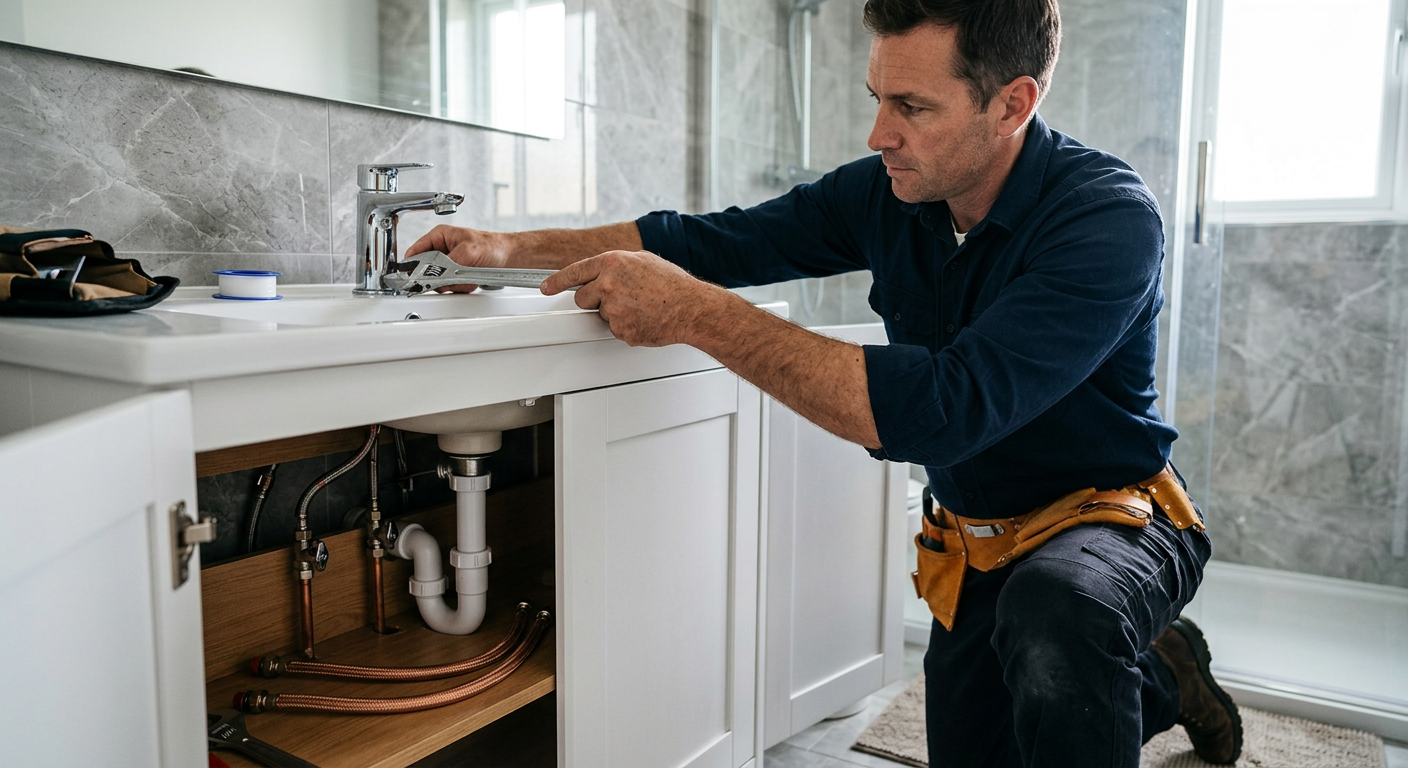 Pose de mitigeur chromé par un plombier à Ermont